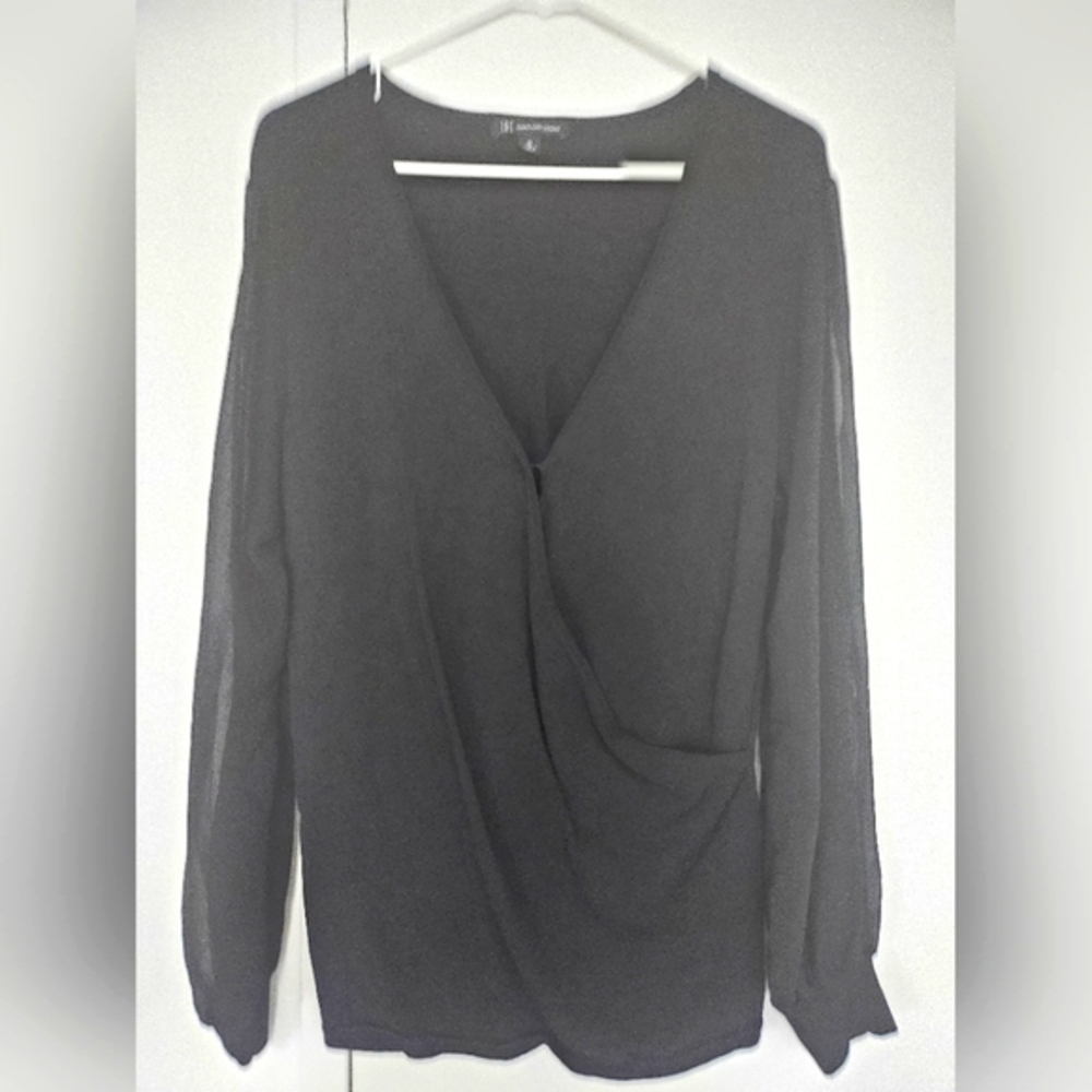 INC Chic Black Drape Blouse
